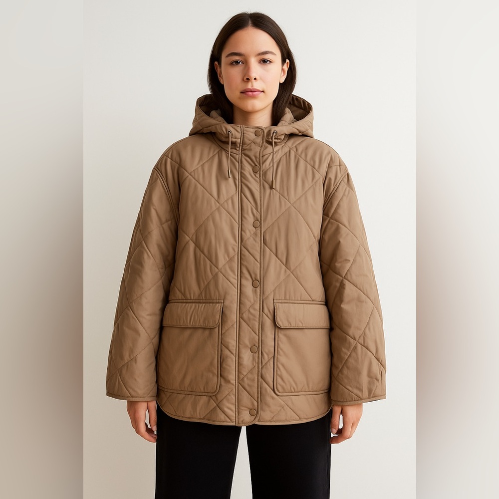 H&M Brown Quilted Puffer Jacket